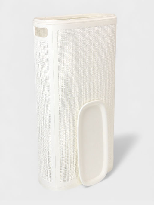 Плетёная корзина для белья с крышкой "Лён" 60л 43×20×80см, цвет белый