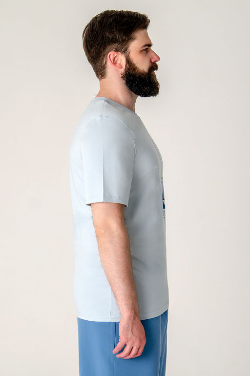 Арт. 614-150 Футболка мужская 48-56 (5 шт) Цвет:небесный - Идеал фото 5