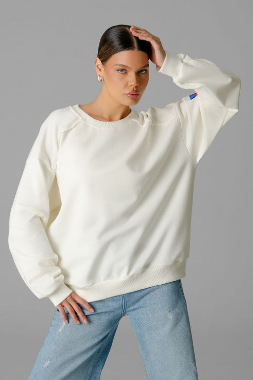 Арт. 15124 Свитшот женский Матрешка оверсайз 44-50 (4 шт) Цвет:молочный - Калинка фото 17