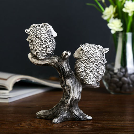 Фигурка полистоун «Два маленьких филина с большими глазами на дереве», 16.5×14.5×6 см
