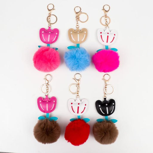 Цена за 12 шт. Брелок для ключей на кольце Пушистик. Тюльпан, на сумку, рюкзак, 13?6?6 см, МИКС - Simaland фото 3