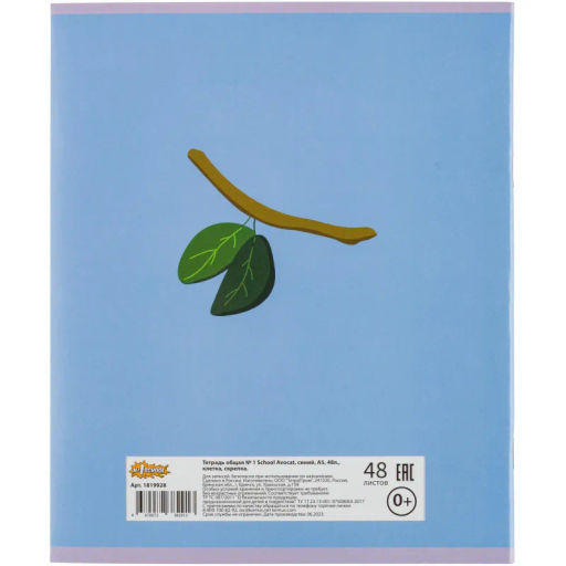 Тетрадь общая А5 48л Avocat син. ,клет,скреп, ВД-лак