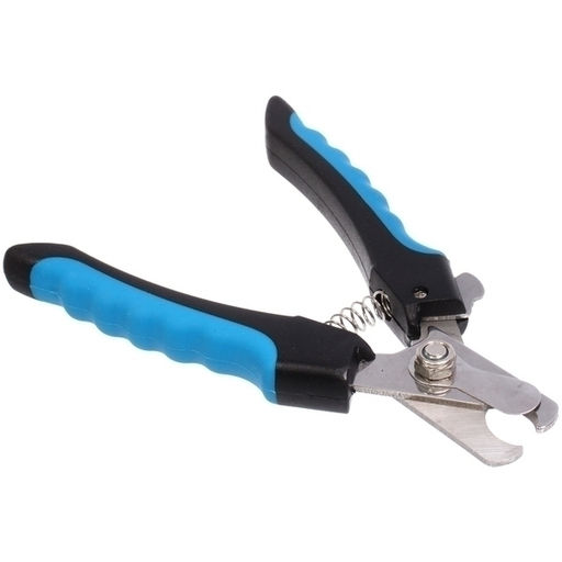 Цена за 2 шт. Когтерез для животных "ЗООУЛЬТРА", пружинный механизм, ручки прорезиненные - волна, цвет чёрный / голубой, 16см