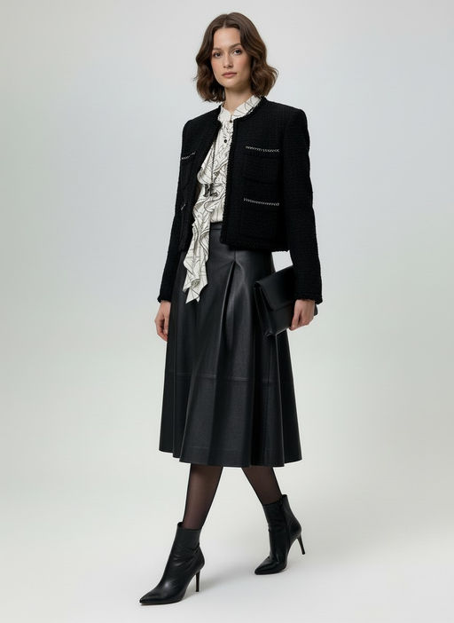 Блузка с отлетными рюшами OD-914-6 молочный с черным