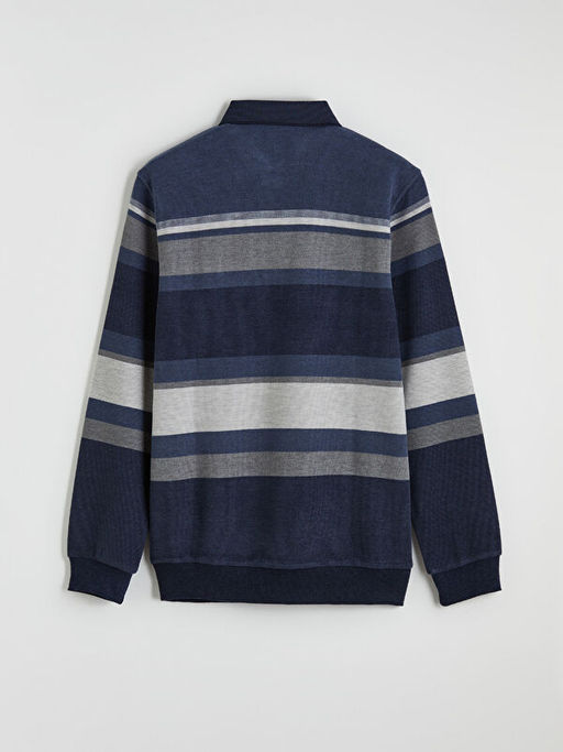 Polo Yaka ?izgili Sweatshirt