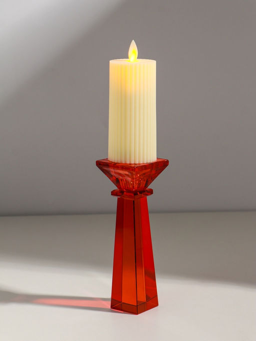 Подсвечник на 1 свечу «Феникс», стекло, оранжевый, d=2.2 см и 4.2 см; 5.5×5.5×16.7 см