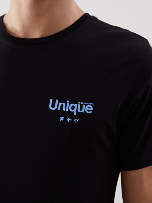 Bisiklet Yaka K?sa Kollu Bask?l? Penye Erkek Ti??rt