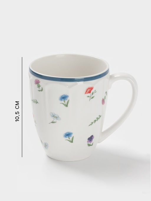 Кружка Доляна Романс 400 мл, 12.3?9?10.5 см, фарфор, белая
