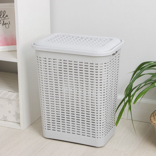 Корзина бельевая, 30 л, 38×26×46 см, с крышкой, МИКС