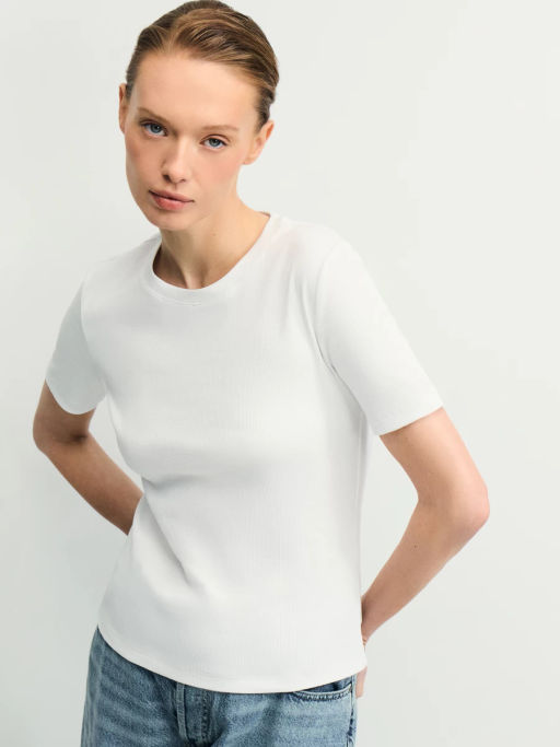 Базовая футболка в рубчик / Zarina фото 5