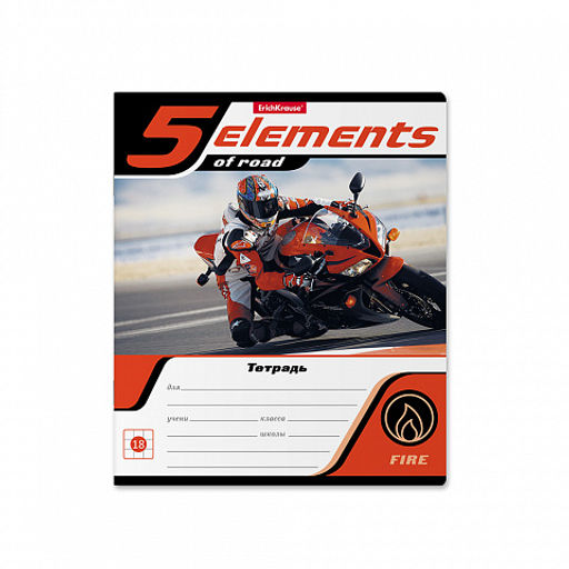 Цена за 200 шт. Тетрадь школьная ученическая ErichKrause 5 Elements, 18 листов, линейка (в плёнке по 10 шт.) фото 7