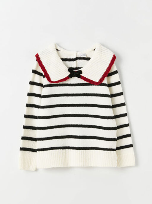 Polo Yaka ?izgili Uzun Kollu K?z ?ocuk Triko Kazak Anne K?z Kombini - Waikiki фото 3