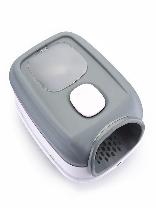 Туалет закрытый, 52×38×37 см, с УФ-лампой и миской, пластик, серый