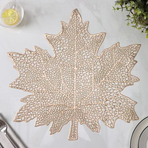 Набор салфеток сервировочных на стол Доляна Кленовый лист, 4 шт, d=38 см, цвет золотой  фото 10