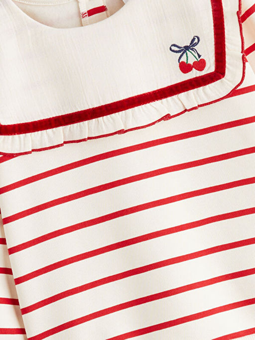 Bebe Yaka ?izgili K?z ?ocuk Sweatshirt