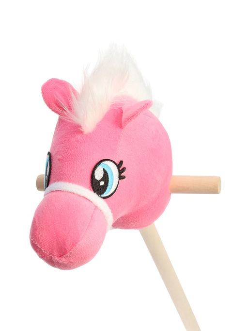 Мягкая игрушка Конь-скакун, на палке, цвет розовый