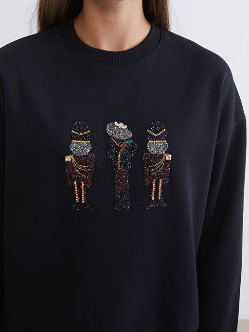 ??lemeli Kad?n Kal?n Sweatshirt Tunik