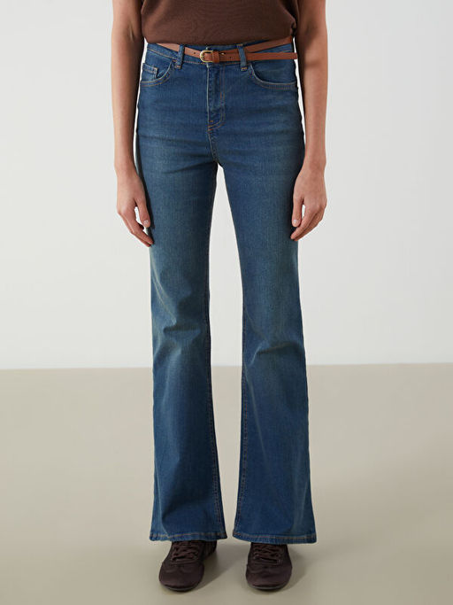 Beli Kemerli Mars Flare Kad?n Jean Pantolon