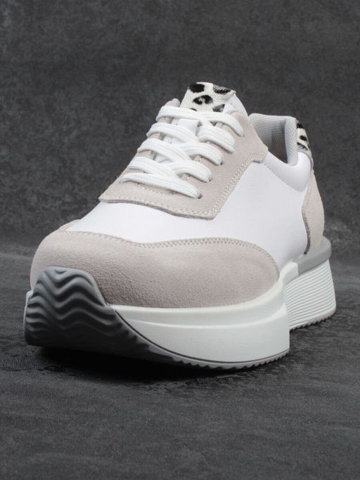 03-YG497-1 WHITE/GREY Кроссовки женские (натуральная кожа) - Фабричный китай фото 5