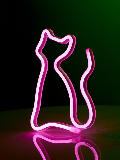 Неоновая вывеска Кошка 16?23 см, батарейки ААх3 (не в комплекте), USB, свечение розовое - Luazon lighting фото 4