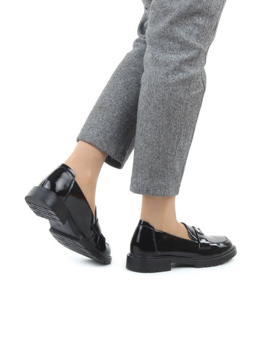 03-PDHL243-1 BLACK Лоферы женские (натуральная кожа)