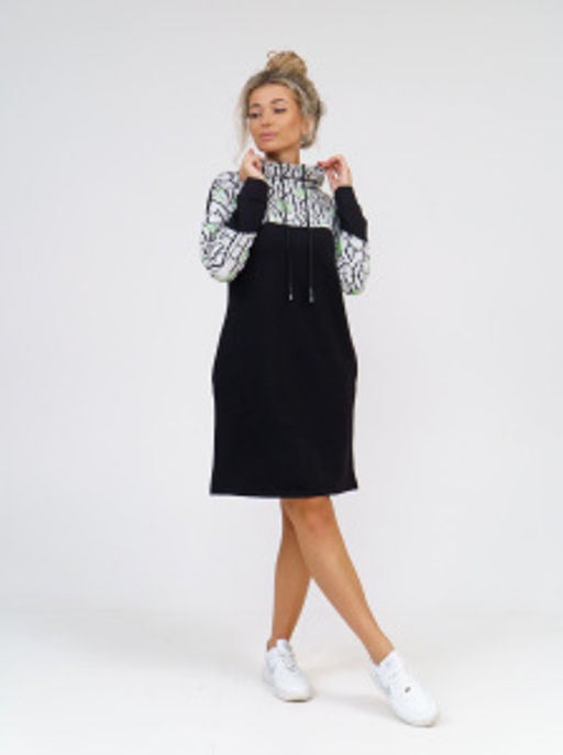 920 Платье "Черный/буквы/зеленый"