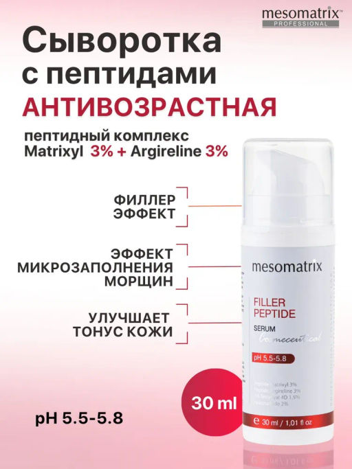 FILLER PEPTIDE, сыворотка для лица и век с пептидами и гиалуроновой кислотой Tetrahyal 4D - Mesomatrix фото 8