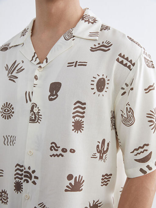 Regular Fit Resort Yaka Desenli Erkek G?mlek