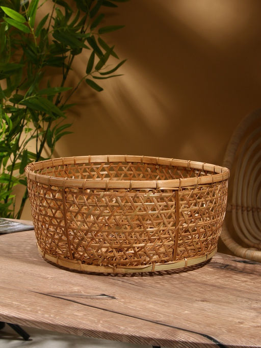 Корзина плетёная «Клоус», 36×36×14 см, бамбук, светлая