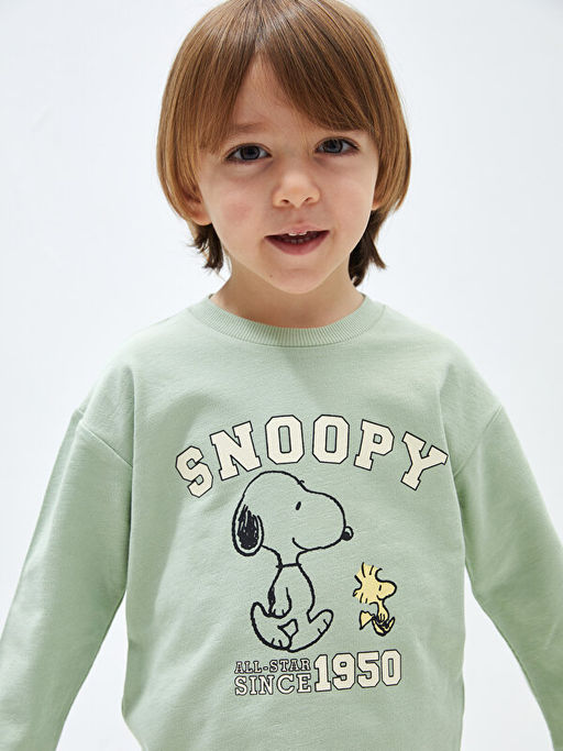 Bisiklet Yaka Uzun Kollu Bask?l? Erkek Bebek Sweatshirt ve E?ofman Alt? 2li Tak?m