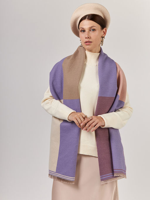 В СОСТАВЕ ШЕРСТЬ И КАШЕМИР Большой, мягкий, теплый однотонный двусторонний палантин. - Tantino фото 3