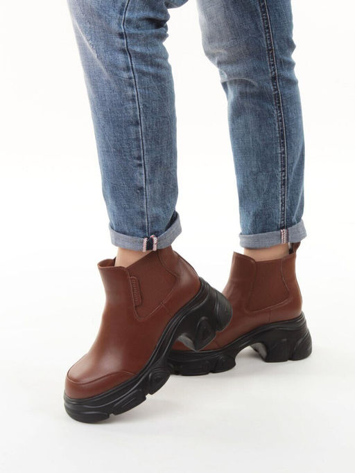 01-H23B40MB BROWN Ботинки демисезонные женские (натуральная кожа, байка)