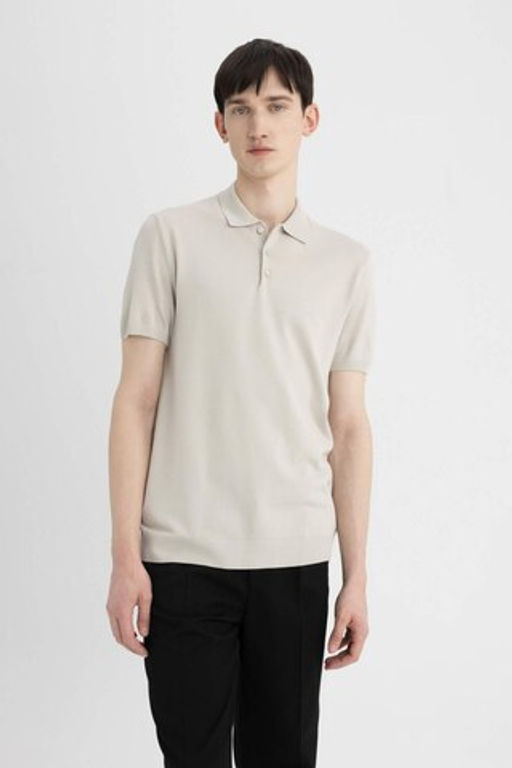 Slim Fit Dar Kesim K?sa Kollu Basic Duz Triko Polo Tisort - Defacto фото 8