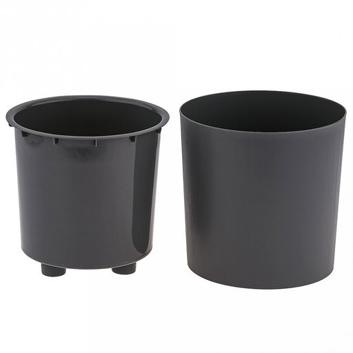 Горшок для цветов пластмассовый Genius 2,5л, д15,7см, h15,6см, дренажная вставка, серый (Россия) - Домашняя мода фото 3