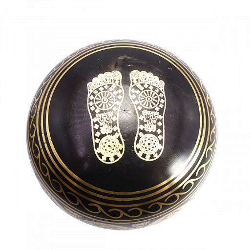 Чаша поющая с золотыми символами Лотос 5 металлов от 600гр до 800гр h-7cм d-12см