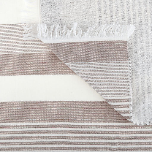 Полотенце махровое "Полосатый рейс" 70х140см, хлопок 100%, с бахромой, бежевый (Китай)