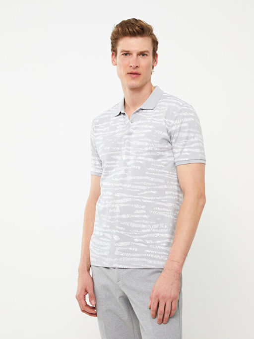 Polo Yaka K?sa Kollu Desenli Pike Erkek Ti??rt