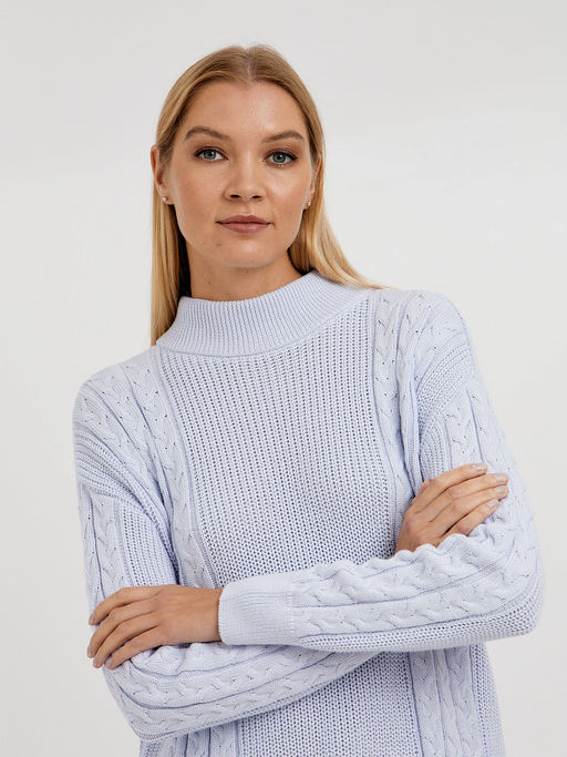 водолазка женская из хлопка с воротником стойкой и с объемным узором - Glenfield фото 5