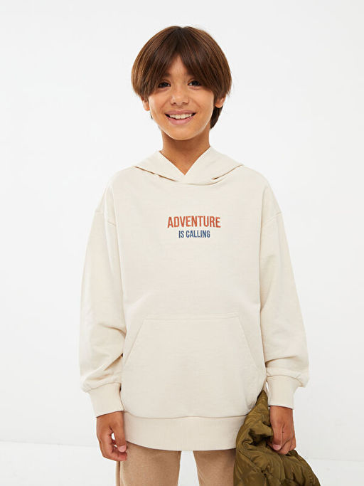 Kap??onlu Nak?? Detayl? Uzun Kollu Erkek ?ocuk Sweatshirt - Waikiki фото 2
