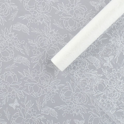 Плёнка для цветов упаковочная матовая «Контурные цветы» 0.7 х 8 м, 40 мкм