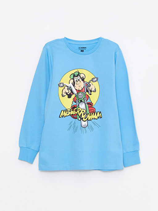 Bisiklet Yaka Nostaljik Maymun Bask?l? Uzun Kollu Erkek ?ocuk Pijama Tak?m? - Waikiki фото 2