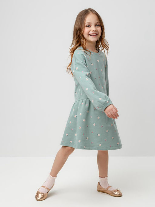 КР 5922/голубой прибой,мини розочки платье для дев