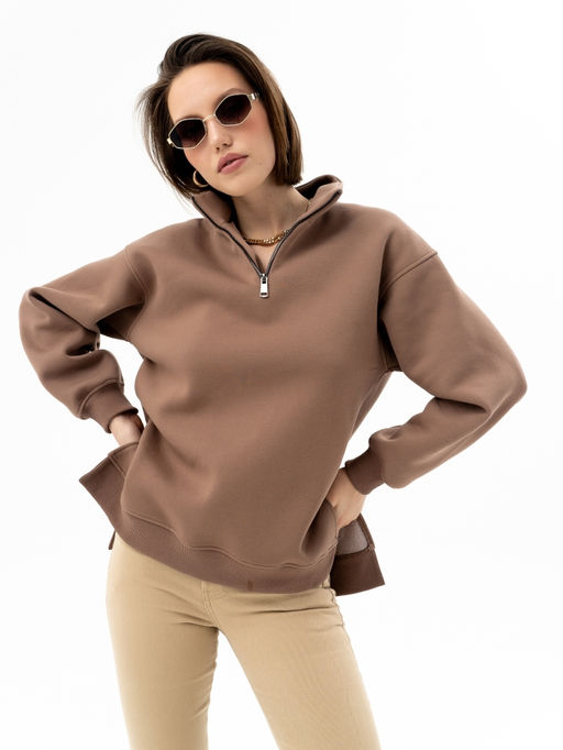 ОЧЕНЬ ТЕПЛЫЙ  футер 3-х нитка с НАЧЕСОМ  Свитшот толстовка джемпер , кофейный - Binita фото 4