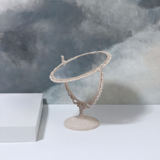 Зеркало декоративное, с увеличением х2, двустороннее, 24×16 см, (15.2×11 см), бежевое