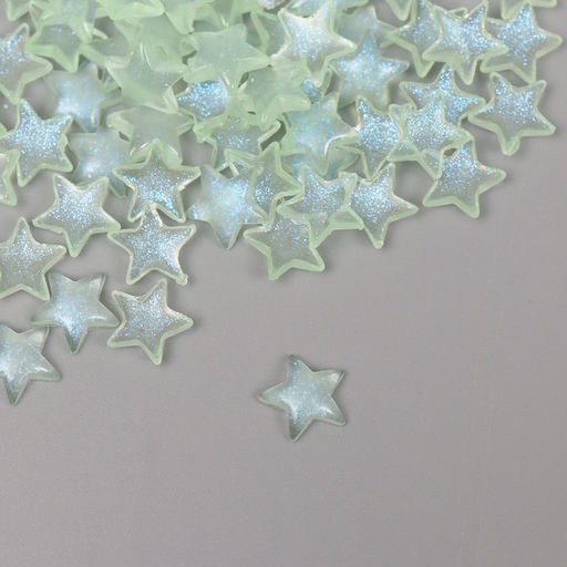 Цена за 2 шт. Декор для творчества акрил «Звёзды», зелёный светится в темноте, набор 100 шт., 0.9×0.9 см