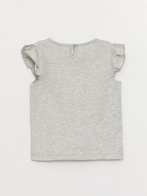 Bisiklet Yaka Bask?l? K?sa Kollu K?z Bebek Ti??rt - Waikiki фото 2