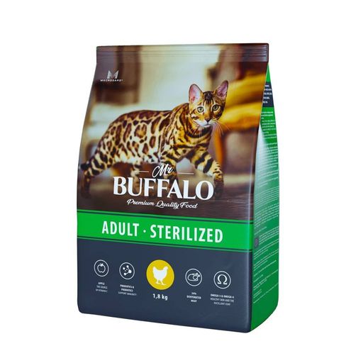 Баффало для стерилизованных кошек с курицей 1.8кг - Mr.Buffalo фото 3