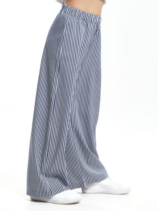 Брюки палаццо спортивные штаны для девочки UD 7949 синяя полоска - Mini maxi фото 3