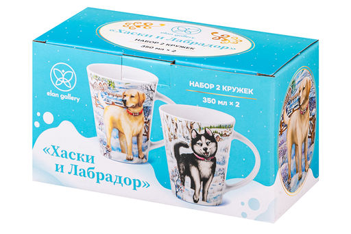 Набор 2 кружек 375 мл 12*9*11 см Хаски и Лабрадор, фарфор - Elan gallery фото 6