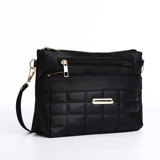 Сумка женская кросс-боди на молнии, 24×6×17 см, чёрная